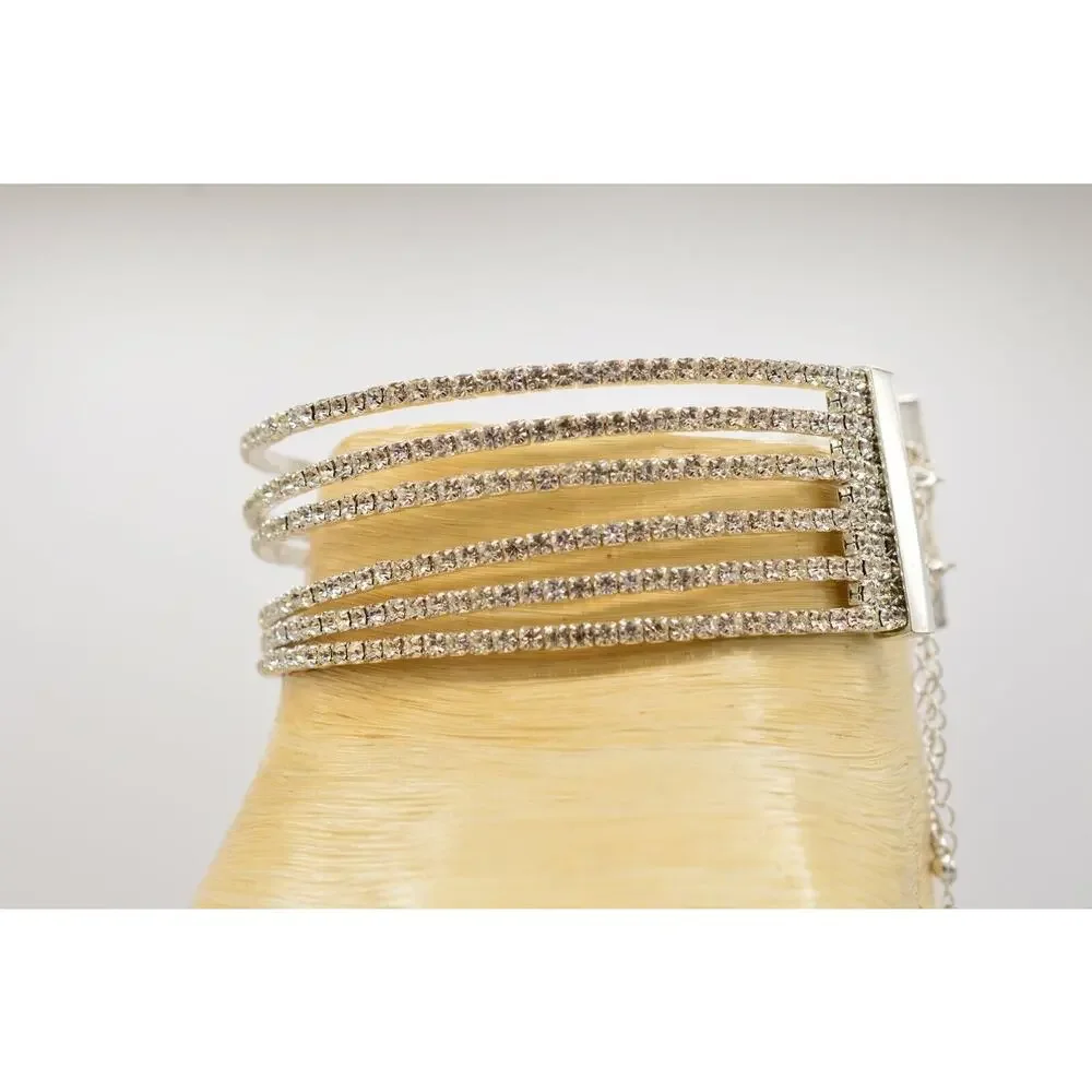 Lavish Statement Crystal Choker Necklace Bridal Ice Chunky Rhinestone Y2K Bin3B